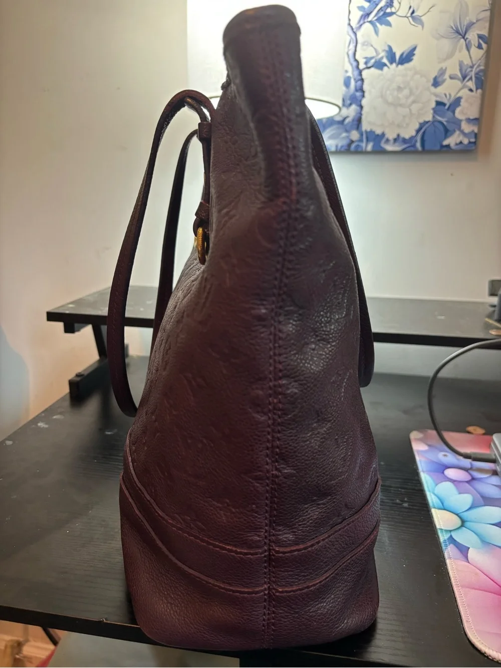 Authentic Louis Vuitton Citadine Empriente Leather Bag W/Dust Bag- Aube Purple